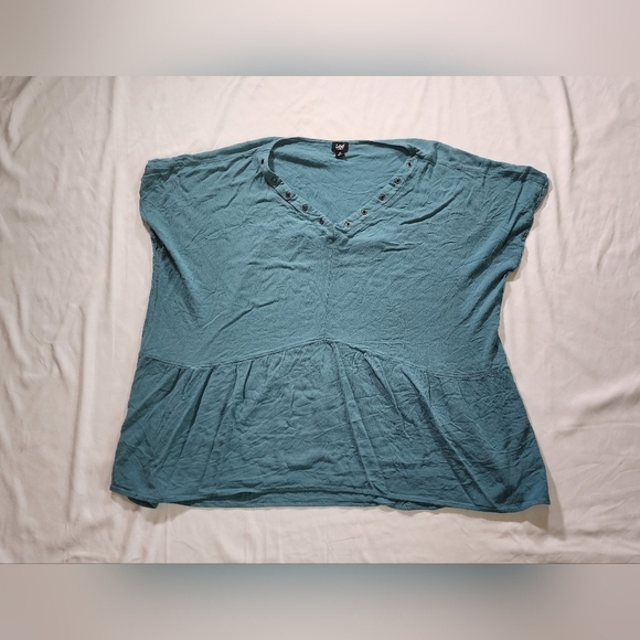 Lee Womens Deep V Neck Flowy Short Sleeve Casual Top - Picture 8 of 8